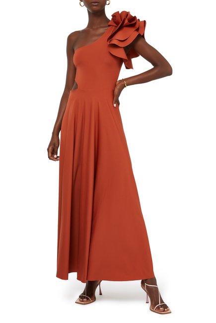 Caracciolo One-Shoulder Cut Out Gown